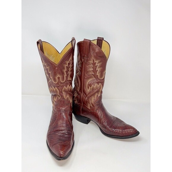 Panhandle Slim Mens Western Boots Brown Leather Lizard Exotic Pointed US 13 - Picture 3 of 10
